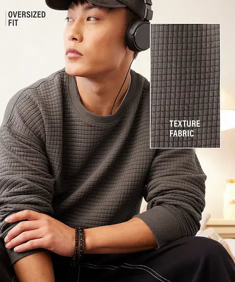 Textured Oakwood Men Oversized Sweatshirts