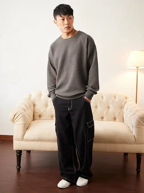 Textured Oakwood Men Oversized Sweatshirts