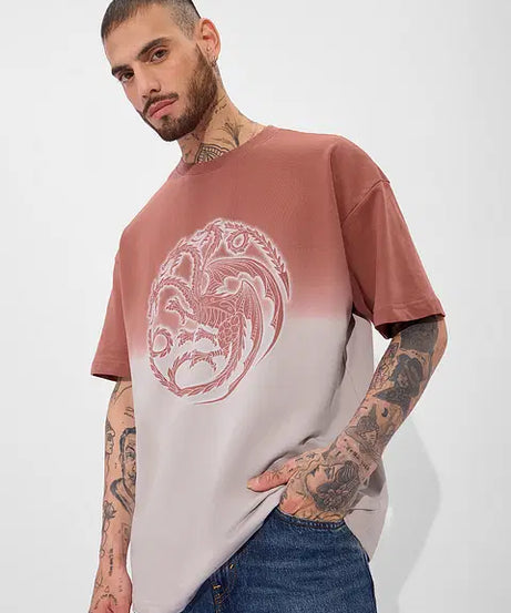 House Of Dragon Ombre Logo Oversized T-Shirts