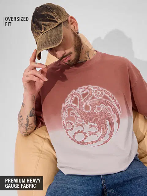 House Of Dragon Ombre Logo Oversized T-Shirts