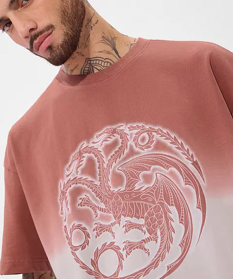 House Of Dragon Ombre Logo Oversized T-Shirts