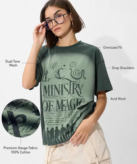 Harry Potter Ministry Of Magic Women Oversized T-Shirts