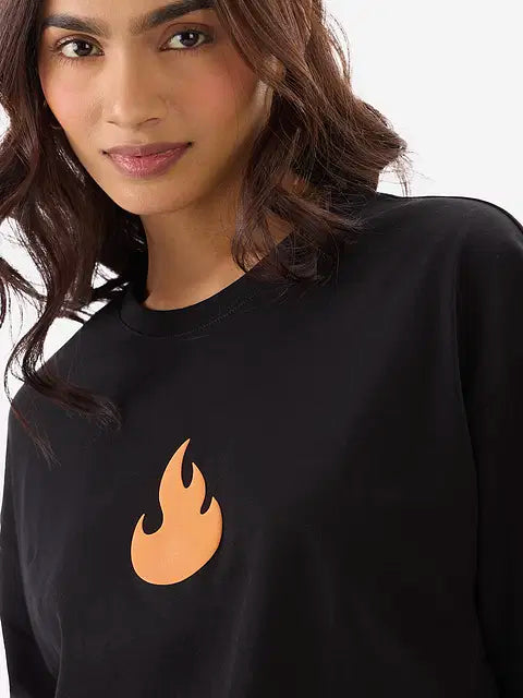 Disney Stitch On Fire Women Oversized T-Shirts