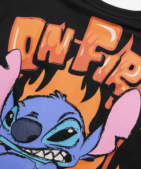 Disney Stitch On Fire Women Oversized T-Shirts