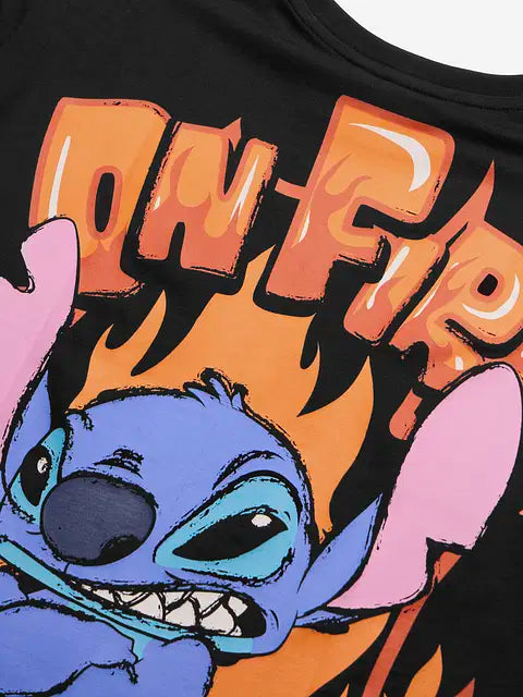 Disney Stitch On Fire Women Oversized T-Shirts