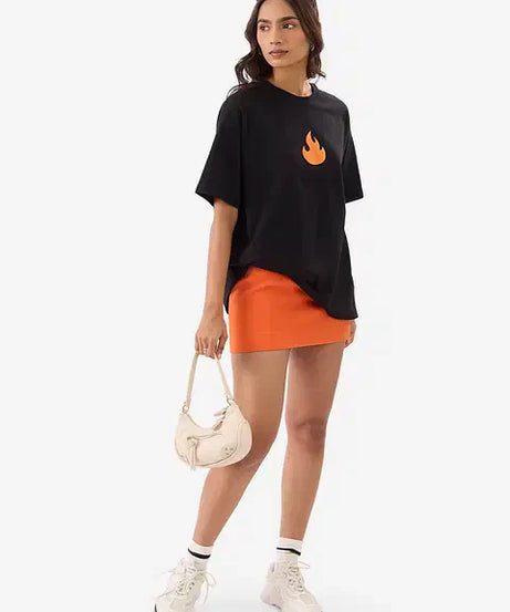 Disney Stitch On Fire Women Oversized T-Shirts