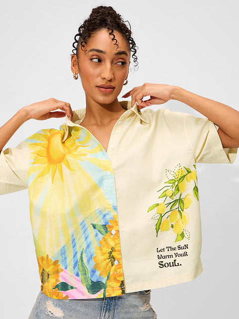 Cotton Linen Sunshine Women Holiday Shirts