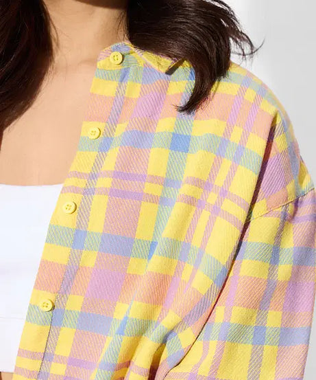 Plaid Shirt Citron Women Boyfriend Shirts