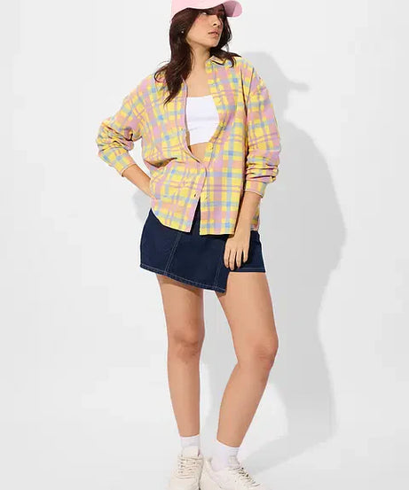 Plaid Shirt Citron Women Boyfriend Shirts
