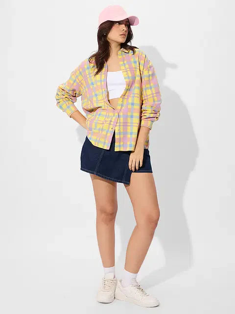 Plaid Shirt Citron Women Boyfriend Shirts