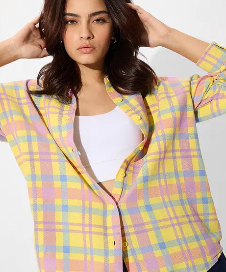 Plaid Shirt Citron Women Boyfriend Shirts