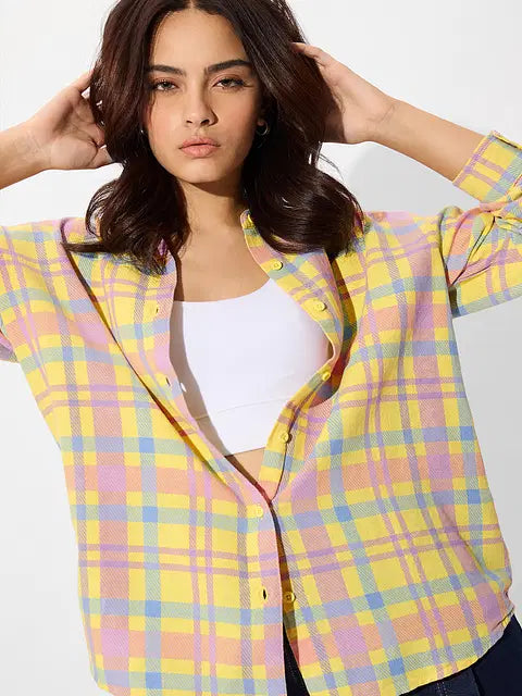Plaid Shirt Citron Women Boyfriend Shirts