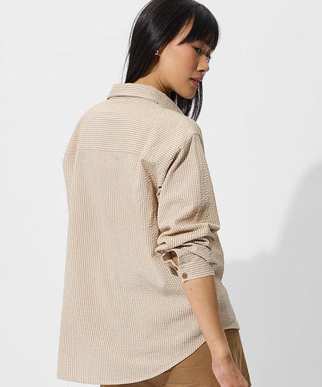 Textured Marine Women Boyfriend Shirts