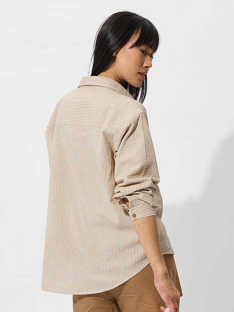 Textured Marine Women Boyfriend Shirts