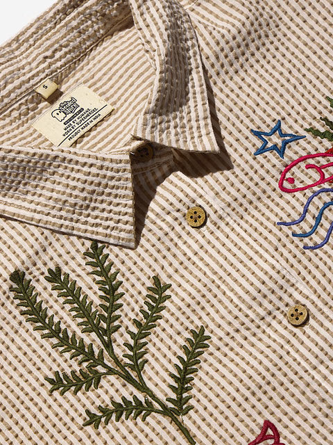 Textured Marine Women Boyfriend Shirts