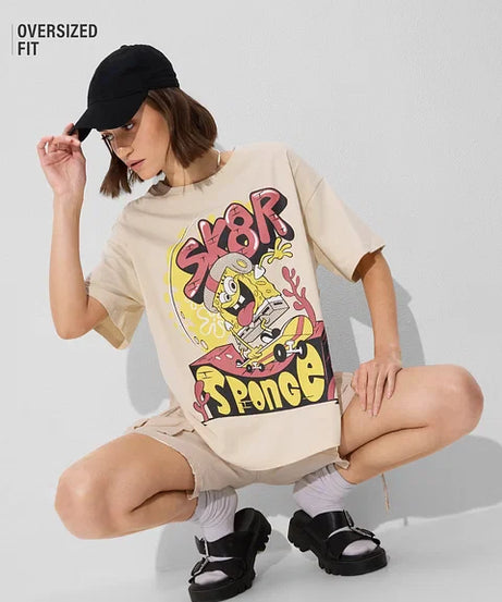 SpongeBob SK8R Women Oversized T-Shirts