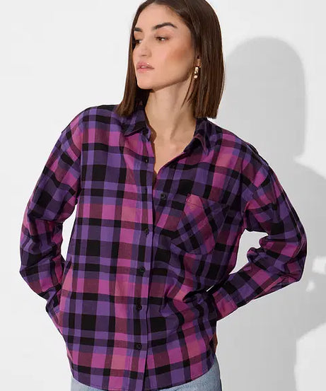 Petunia Plaid Women Boyfriend Shirts
