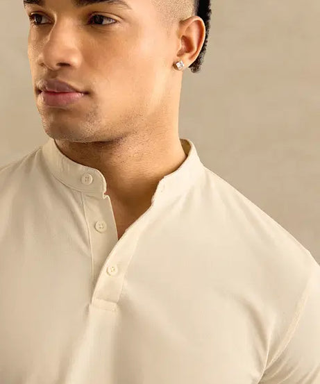 Solids: White Mandarin Polos Tshirt