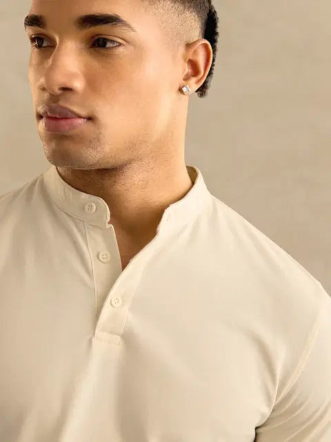 Solids: White Mandarin Polos Tshirt