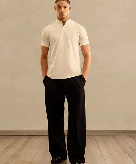 Solids: White Mandarin Polos Tshirt