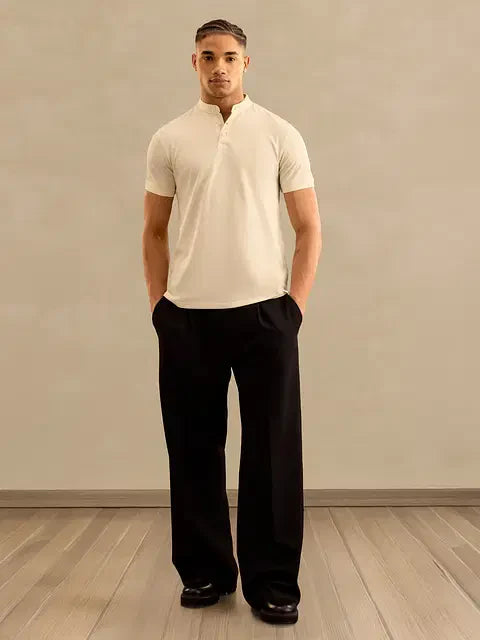 Solids: White Mandarin Polos Tshirt