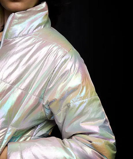Shiny Metal Women Puffer Jackets