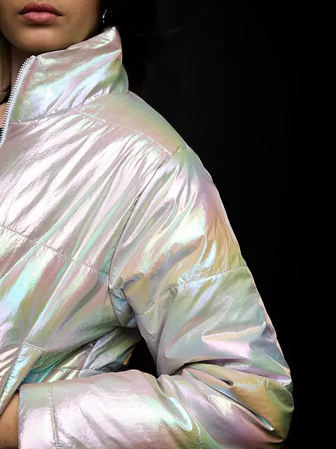 Shiny Metal Women Puffer Jackets