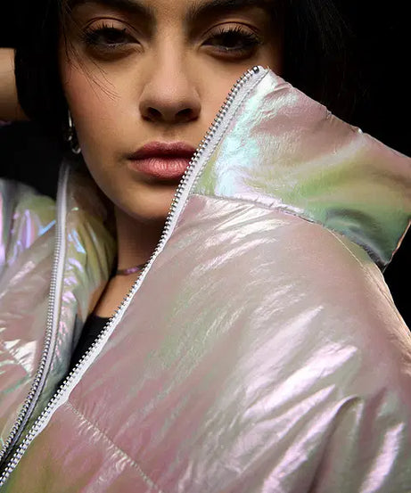 Shiny Metal Women Puffer Jackets
