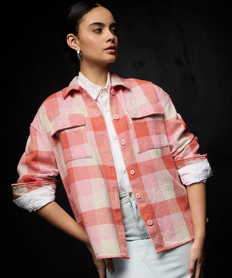 Flannel Berry Blush Women Shackets