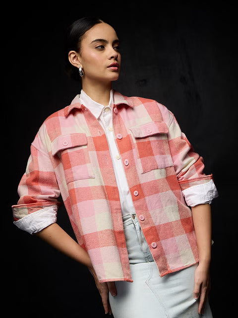 Flannel Berry Blush Women Shackets
