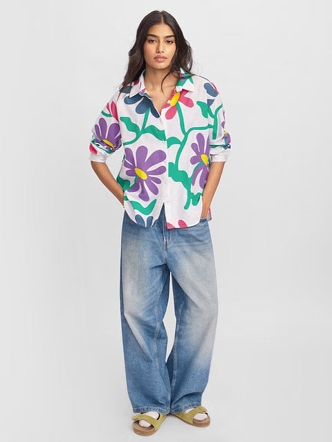 Flower Power Women Boyfriend Shirts