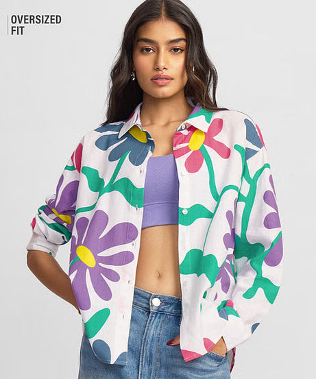 Flower Power Women Boyfriend Shirts