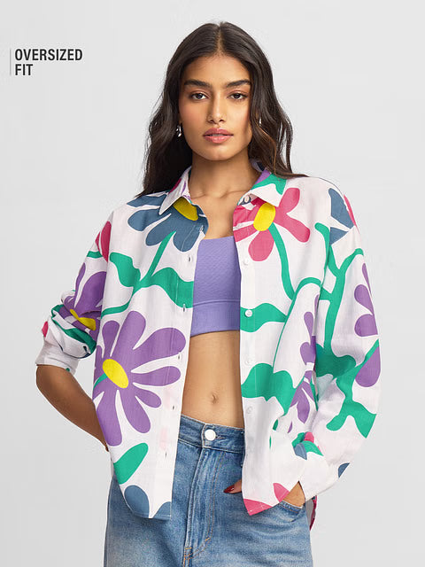 Flower Power Women Boyfriend Shirts