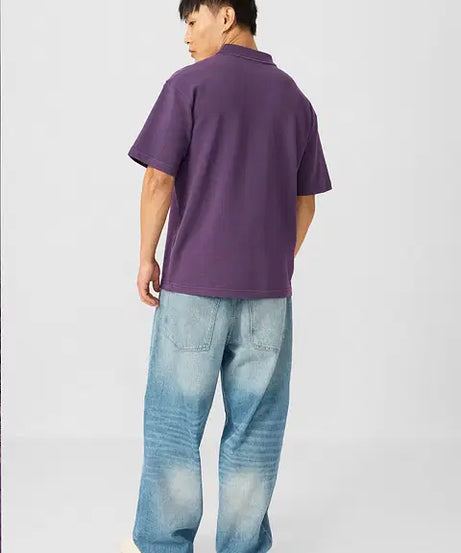 Ottoman Zipper Polo Purple Oversized Polos