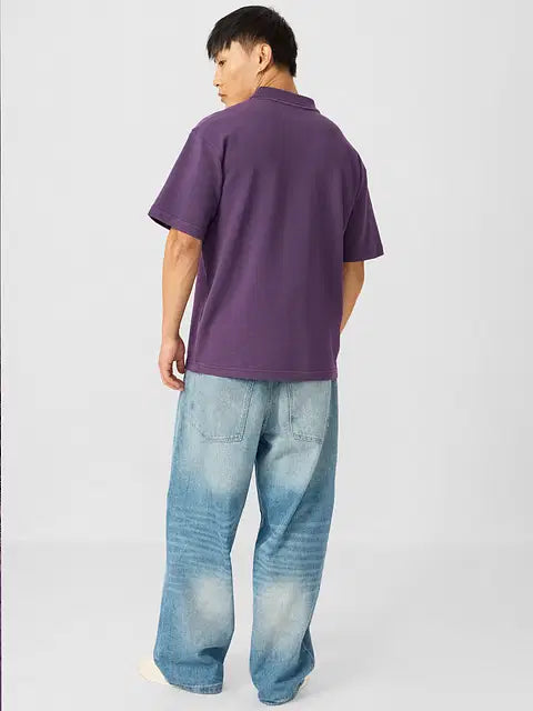 Ottoman Zipper Polo Purple Oversized Polos