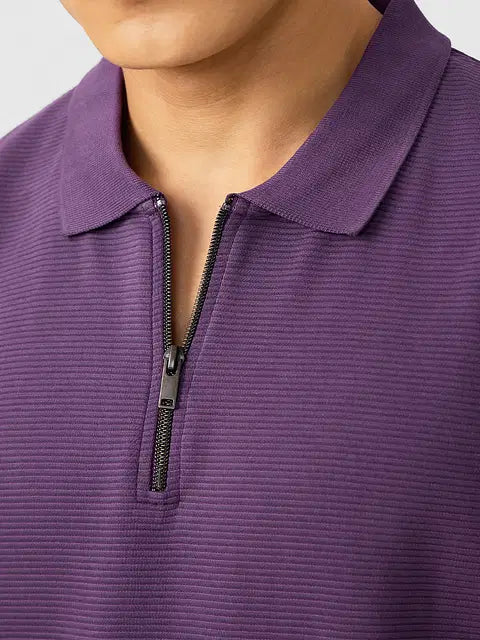 Ottoman Zipper Polo Purple Oversized Polos