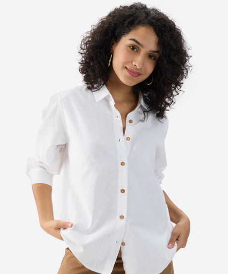 Cotton Linen White Women Shirts