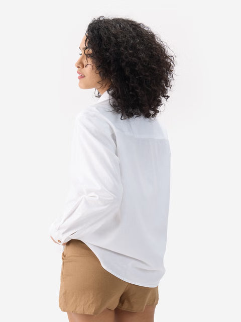 Cotton Linen White Women Shirts