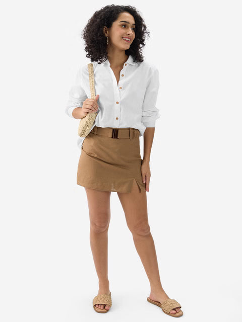 Cotton Linen White Women Shirts