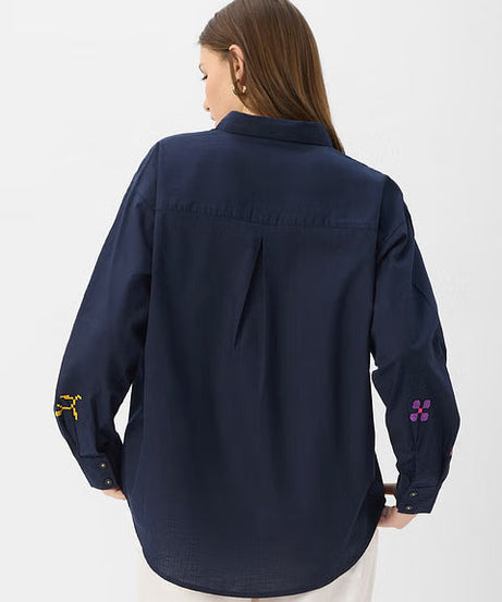 Embroidered Magnolia Women Boyfriend Shirts