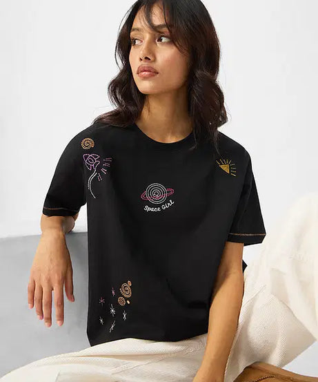 Space Girl Women Relaxed Fit T-Shirts