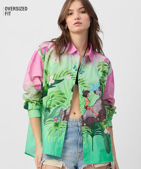 Jungle Book Mowgli's Garden Women Boyfriend Shirts