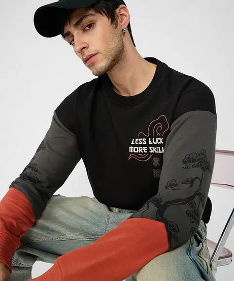 Kung Fu Panda Less Luck More Skill Men Oversized Sweatshirts