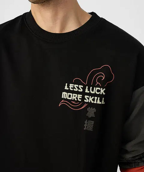 Kung Fu Panda Less Luck More Skill Men Oversized Sweatshirts