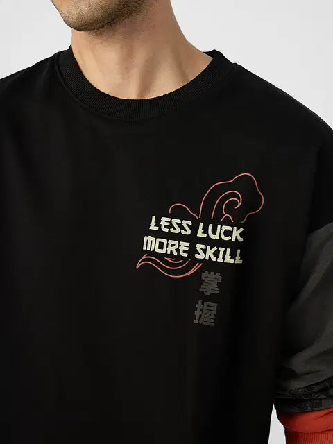 Kung Fu Panda Less Luck More Skill Men Oversized Sweatshirts