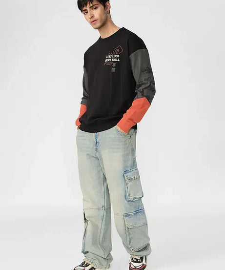 Kung Fu Panda Less Luck More Skill Men Oversized Sweatshirts