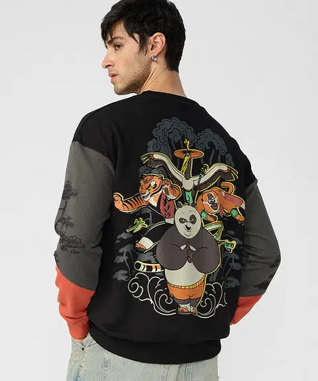 Kung Fu Panda Less Luck More Skill Men Oversized Sweatshirts