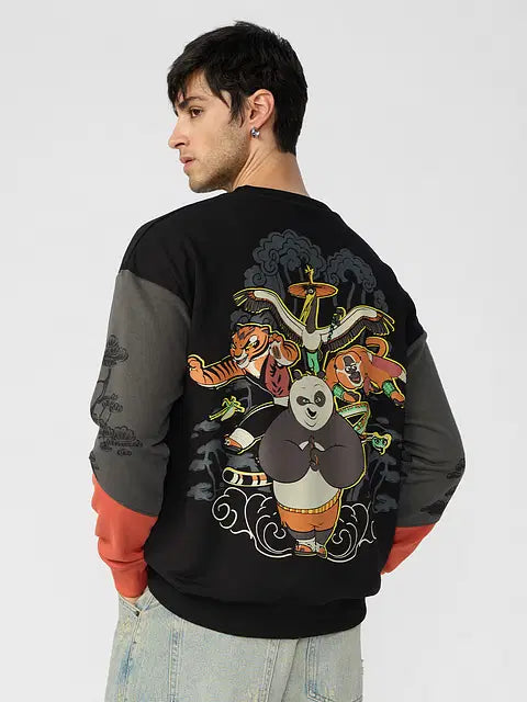 Kung Fu Panda Less Luck More Skill Men Oversized Sweatshirts
