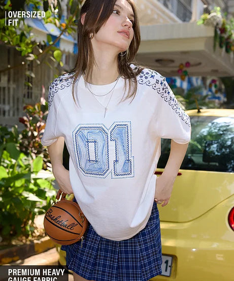 Floral Varsity Women Oversized T-Shirts