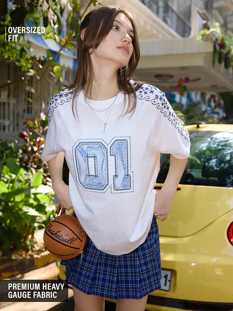 Floral Varsity Women Oversized T-Shirts